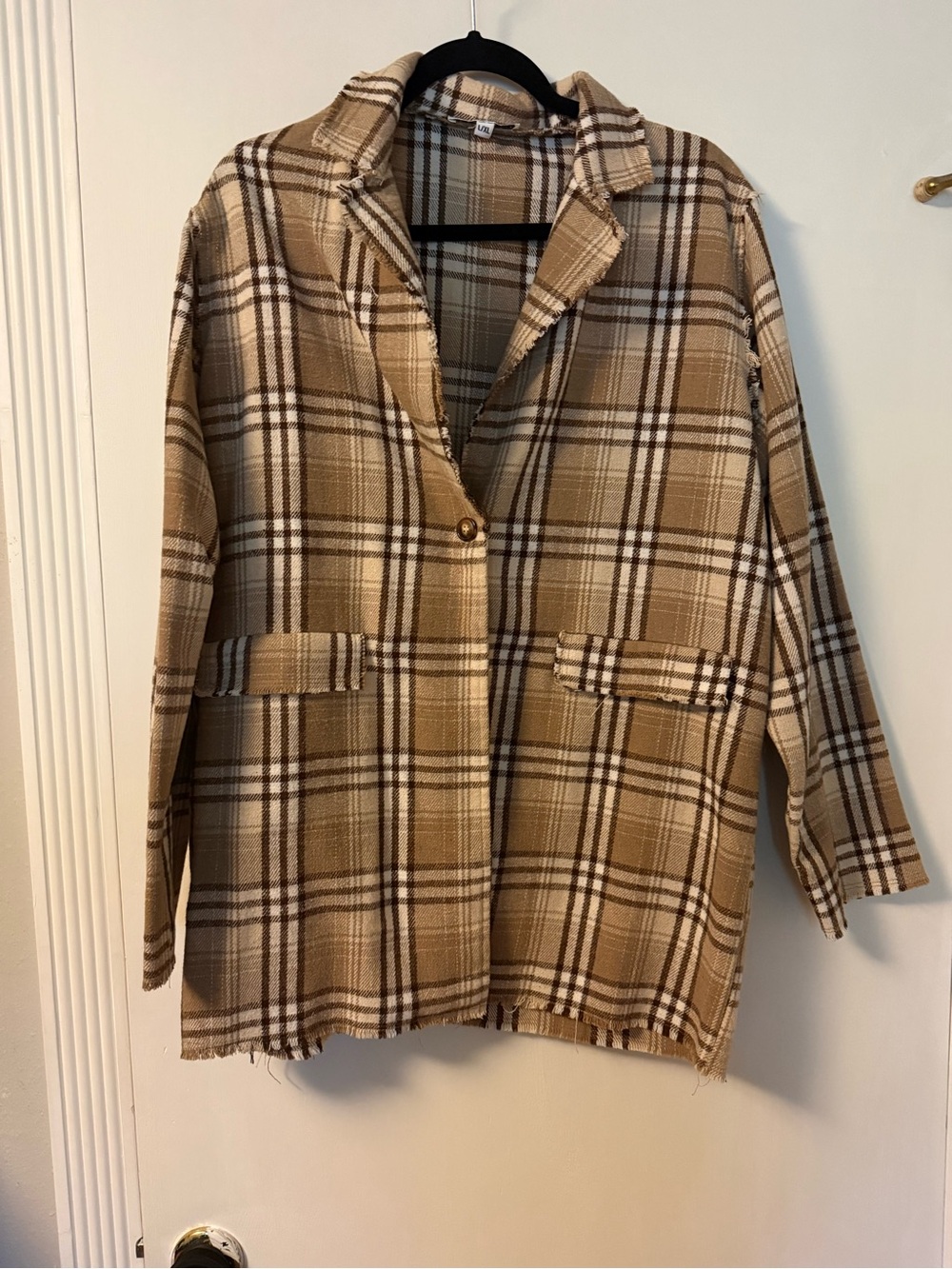 Plaid Brown/Tan Oversized Blazer Jacket